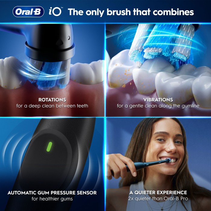Oral-B iO2 Eltandborste Giftset Svart 4 tandborsthuvuden, resefodral, bild 4