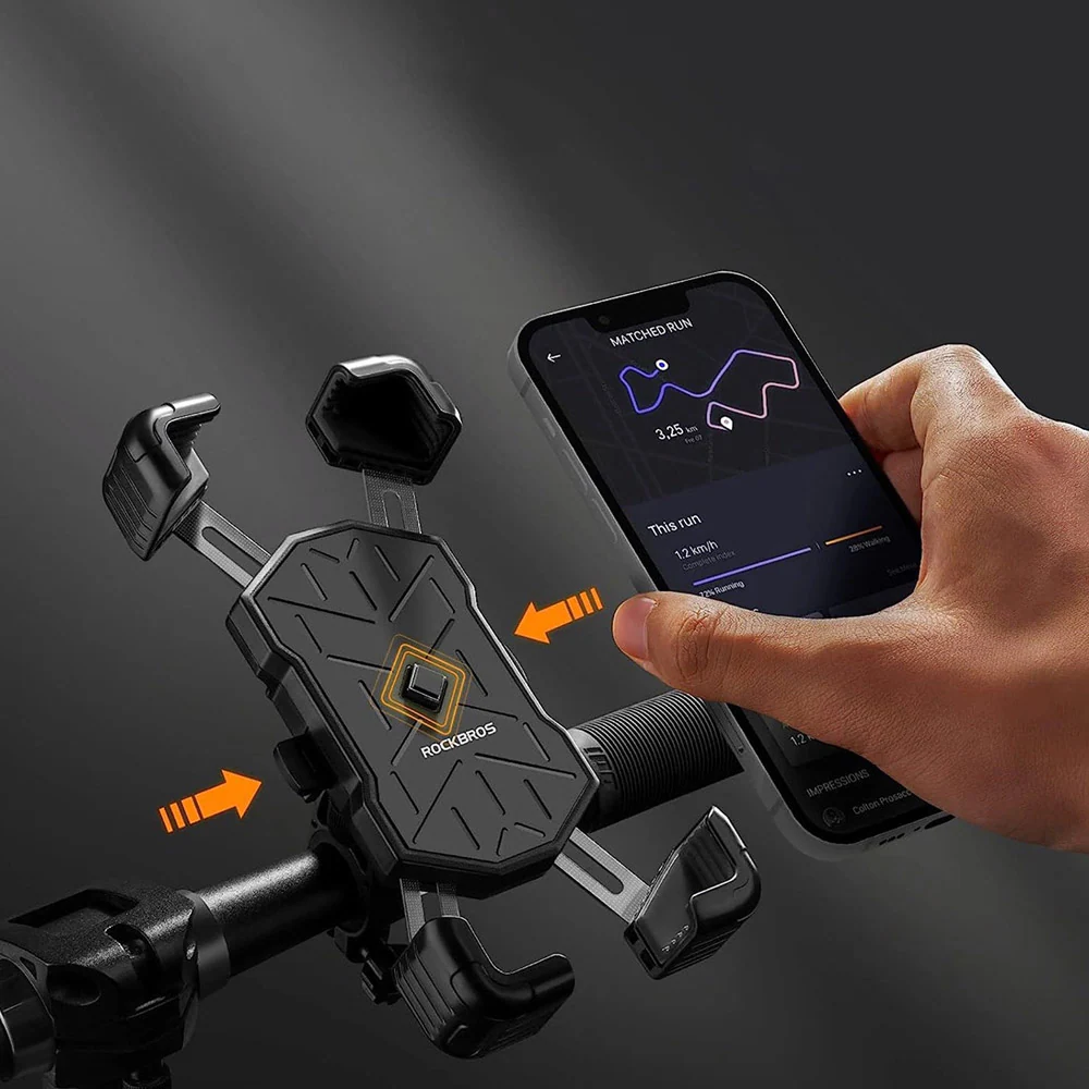 Mobilhållare i plast för cykelstyre med 360° rotation och automatisk låsning, bild 2