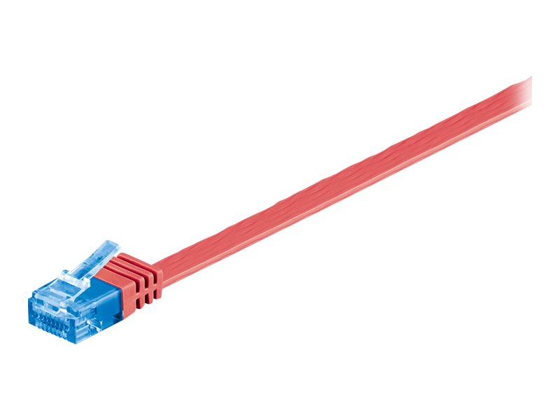 goobay - Patch-kabel - RJ-45 (hane) till RJ-45 (hane) - 5 m - UTP - CAT 6a - formpressad, platt - röd