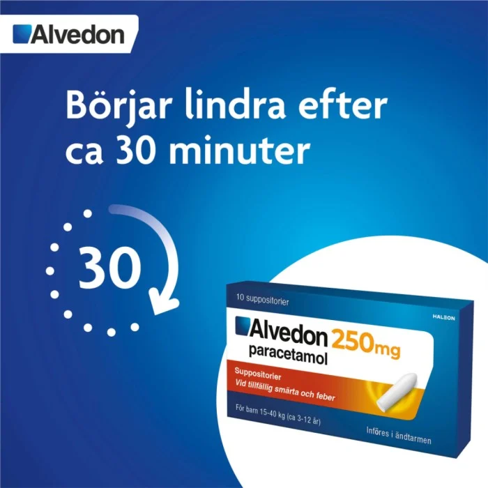 Alvedon Supp 250mg 10 st, bild 3