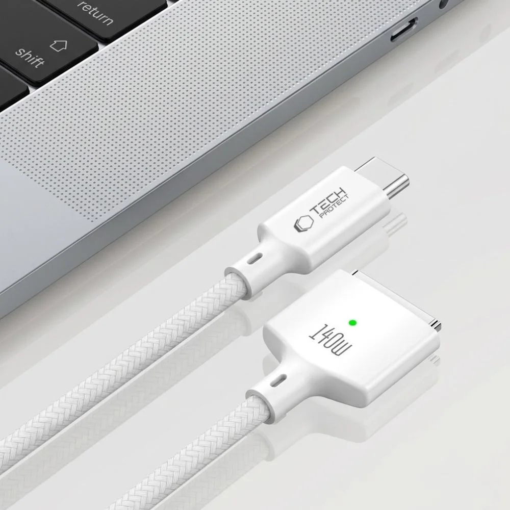 Tech-Protect MMC01 Ultraboost USB-C / USB-C MagSafe 3, 140 W, 200 cm kabel för MacBook – Vit, bild 5