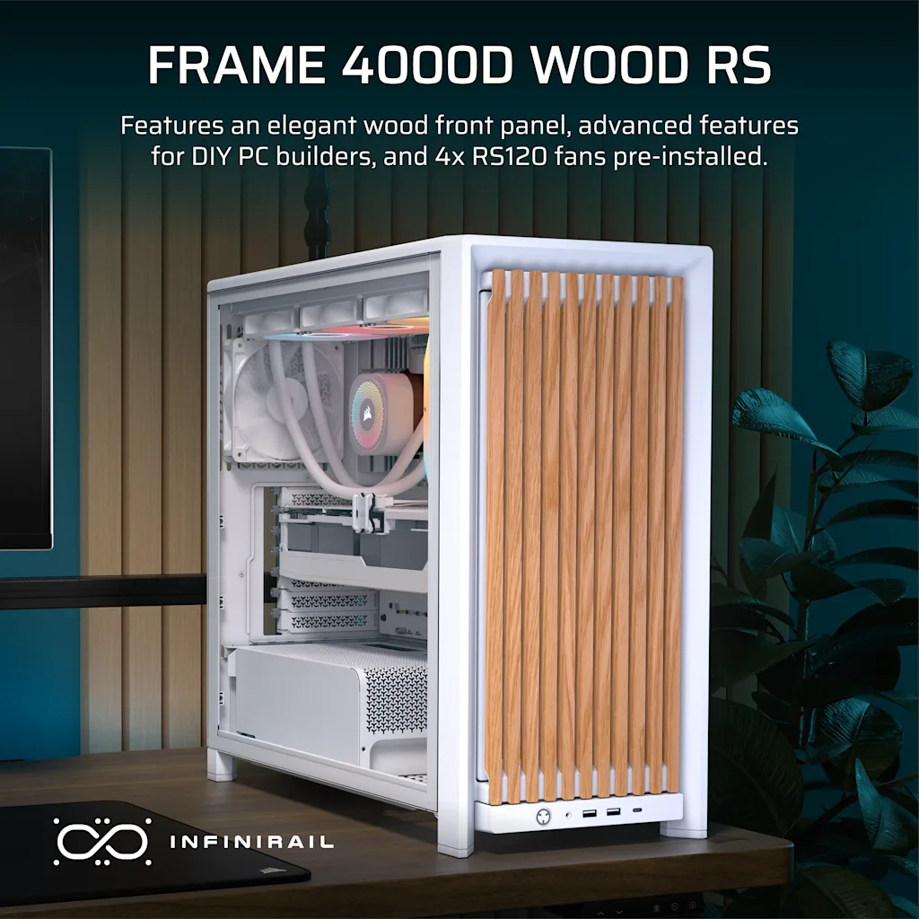 Corsair FRAME 4000D Wood RS PC-chassi (vitt), bild 3