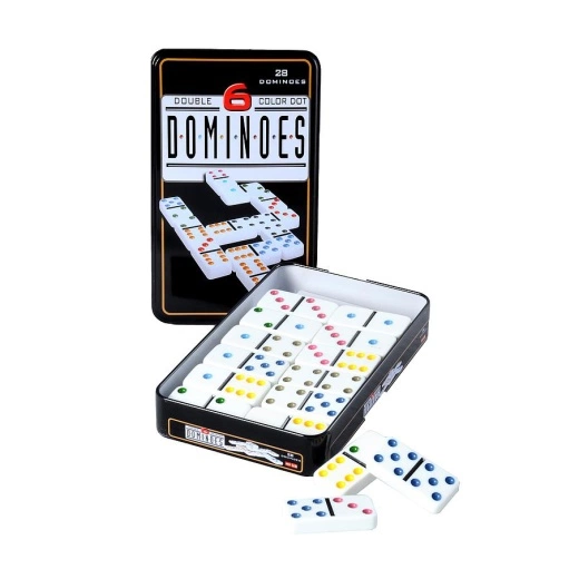 Domino Double 6 colour tinbox