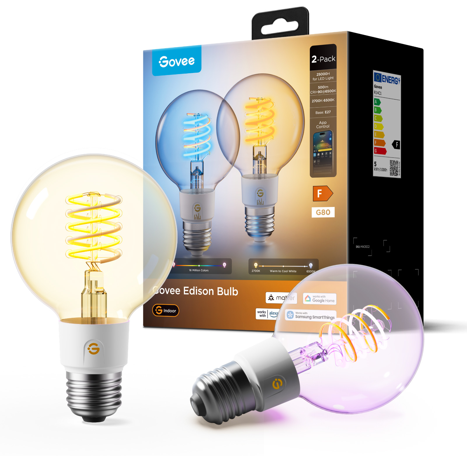 Govee E27 Smart Edison G80 500lm 2-pack, bild 2