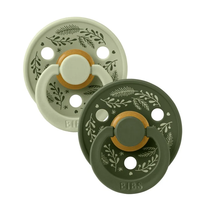 BIBS Pacifier Colour Holiday Leaf 2-pack Latex Size 1, Sage/Hunter Green, bild 2