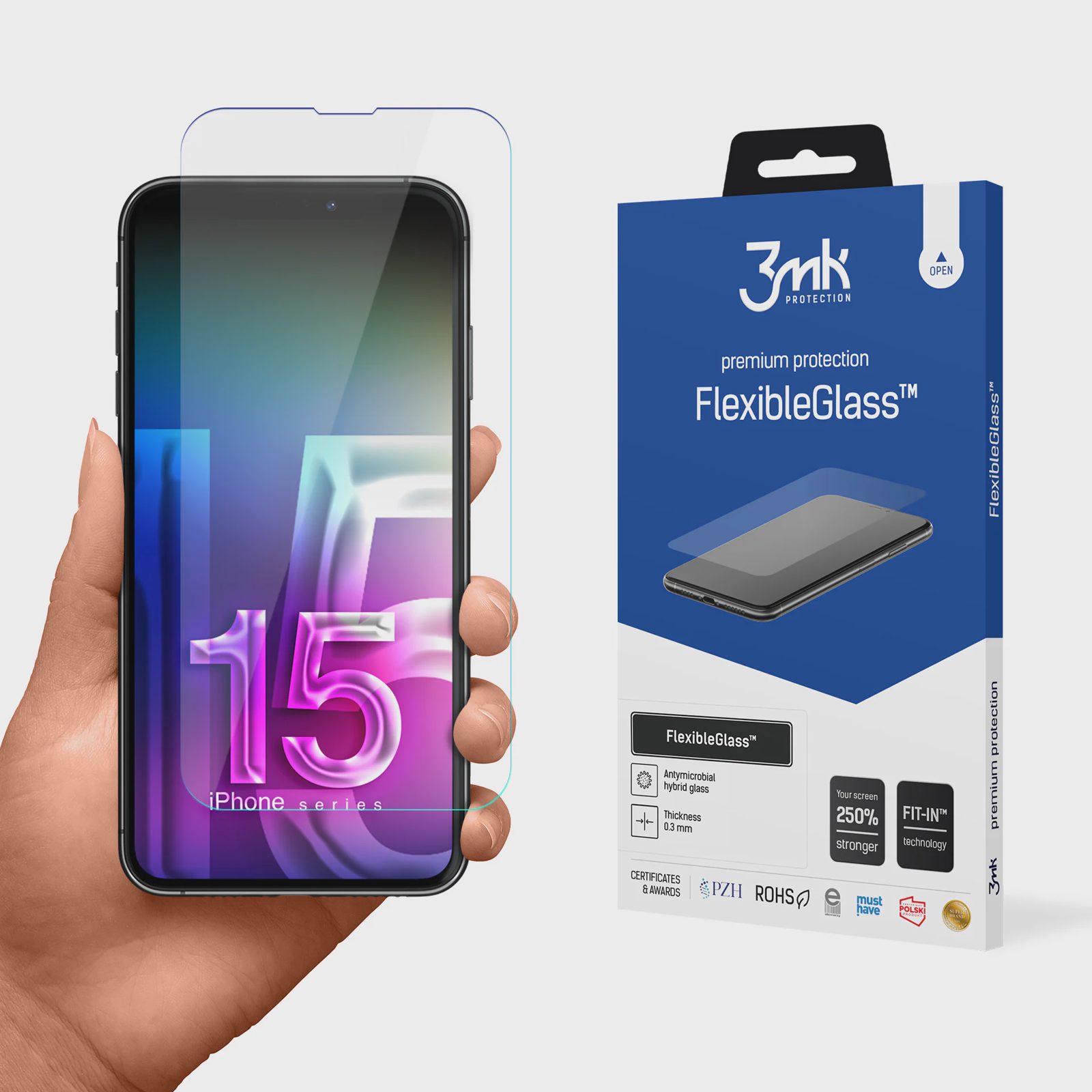 3mk FlexibleGlass v2.0 hybridglas för Apple iPhone 15