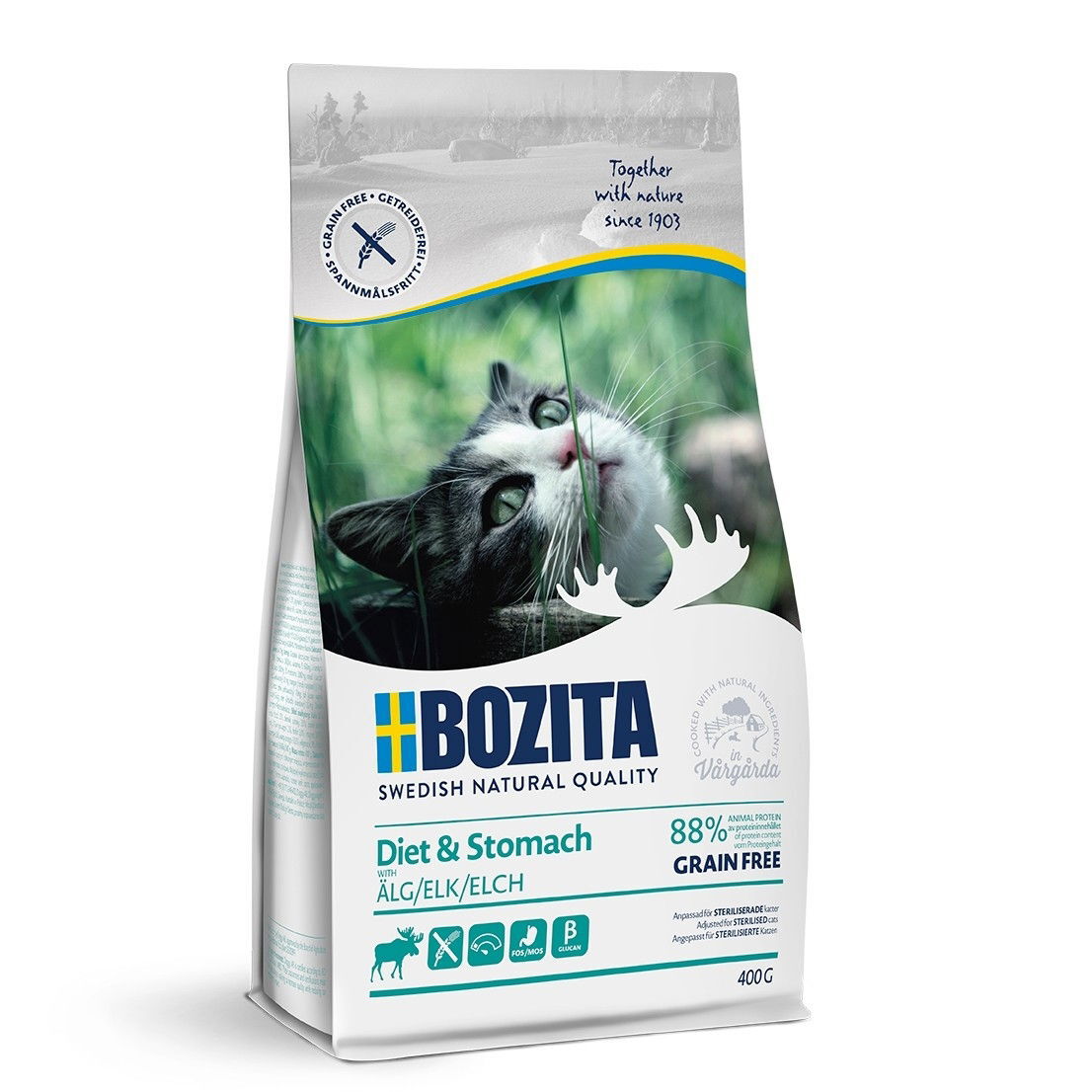 Bozita Diet & Stomach Grain Free Elk Torrfoder till Katt 400 g
