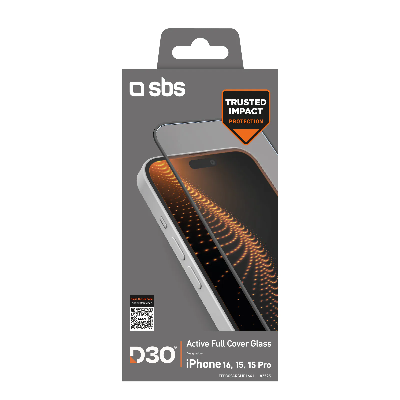 SBS härdat glas D3O med ram för iPhone 16 / iPhone 15