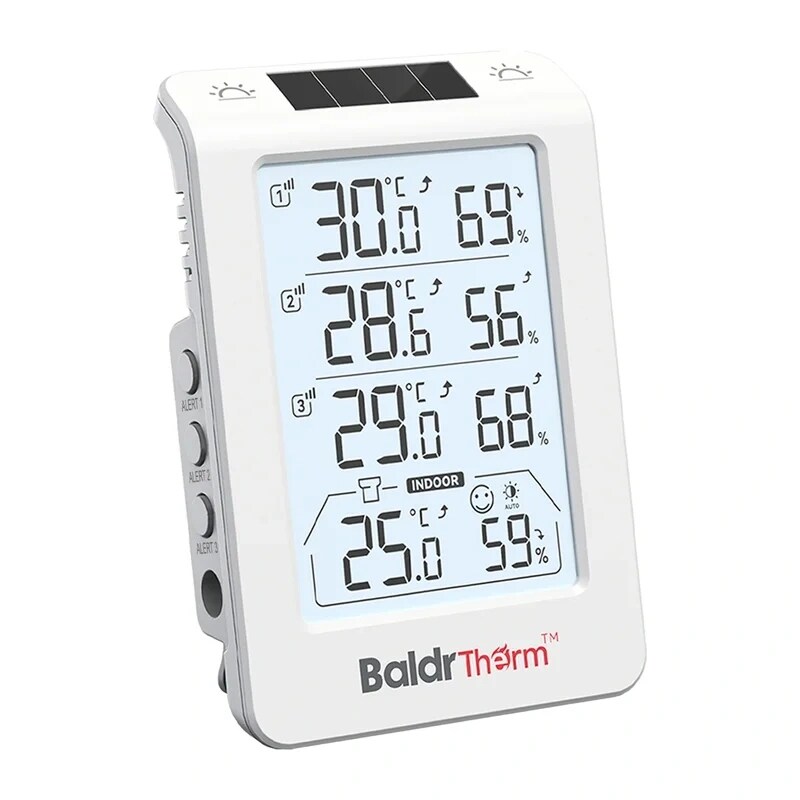RainPoint BALDRTHERM B0598 3-kanals termohygrometer med autobakgrundsbelysning, bild 5