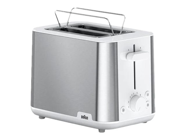 Braun PurShine HT 1510 WH - Brödrost - 2 skiva - 2 Kortplatser - rostfritt stål / vitt