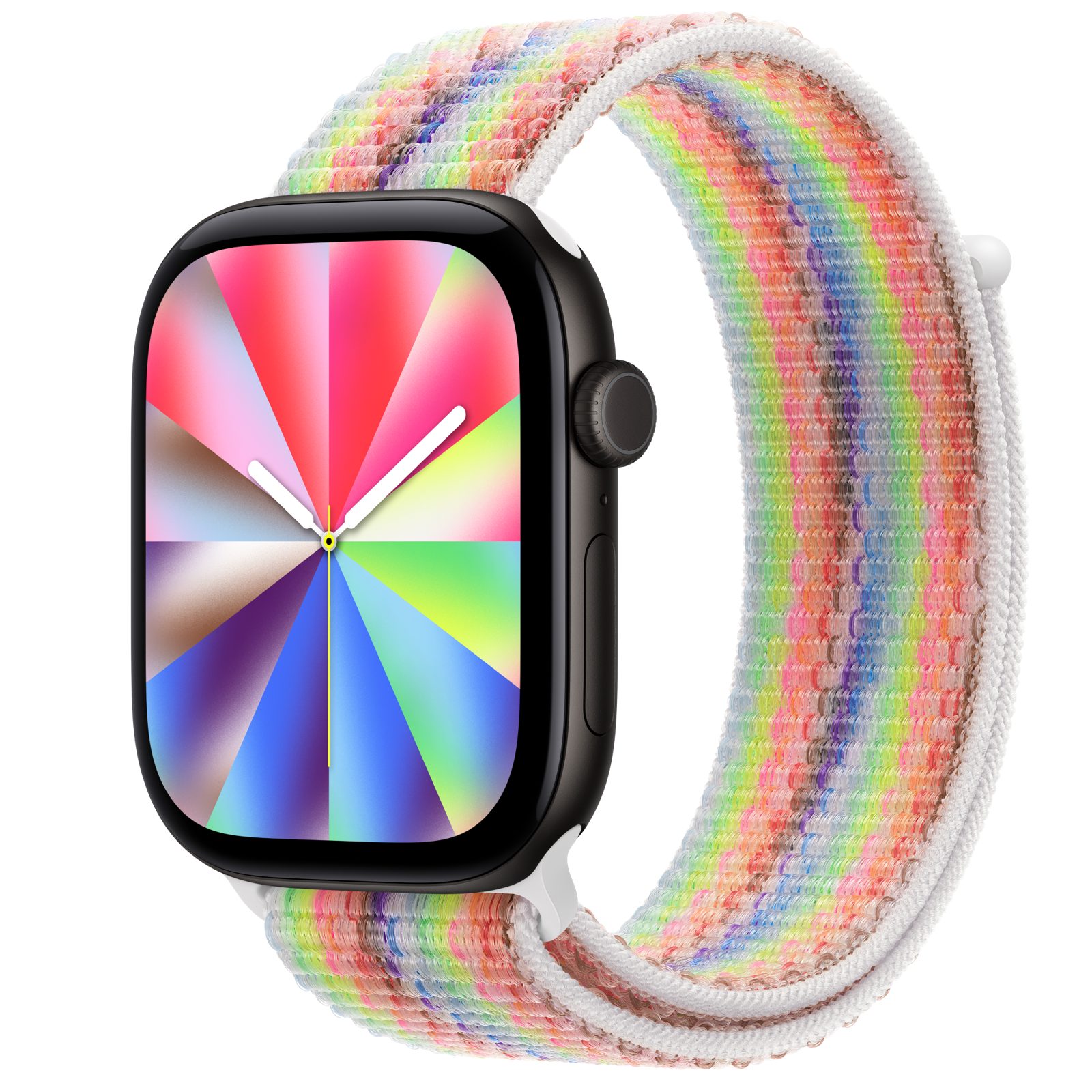 Apple Watch Series 12 (GPS) • Aluminiumboett svart, 46 mm • Sportloop Pride Edition