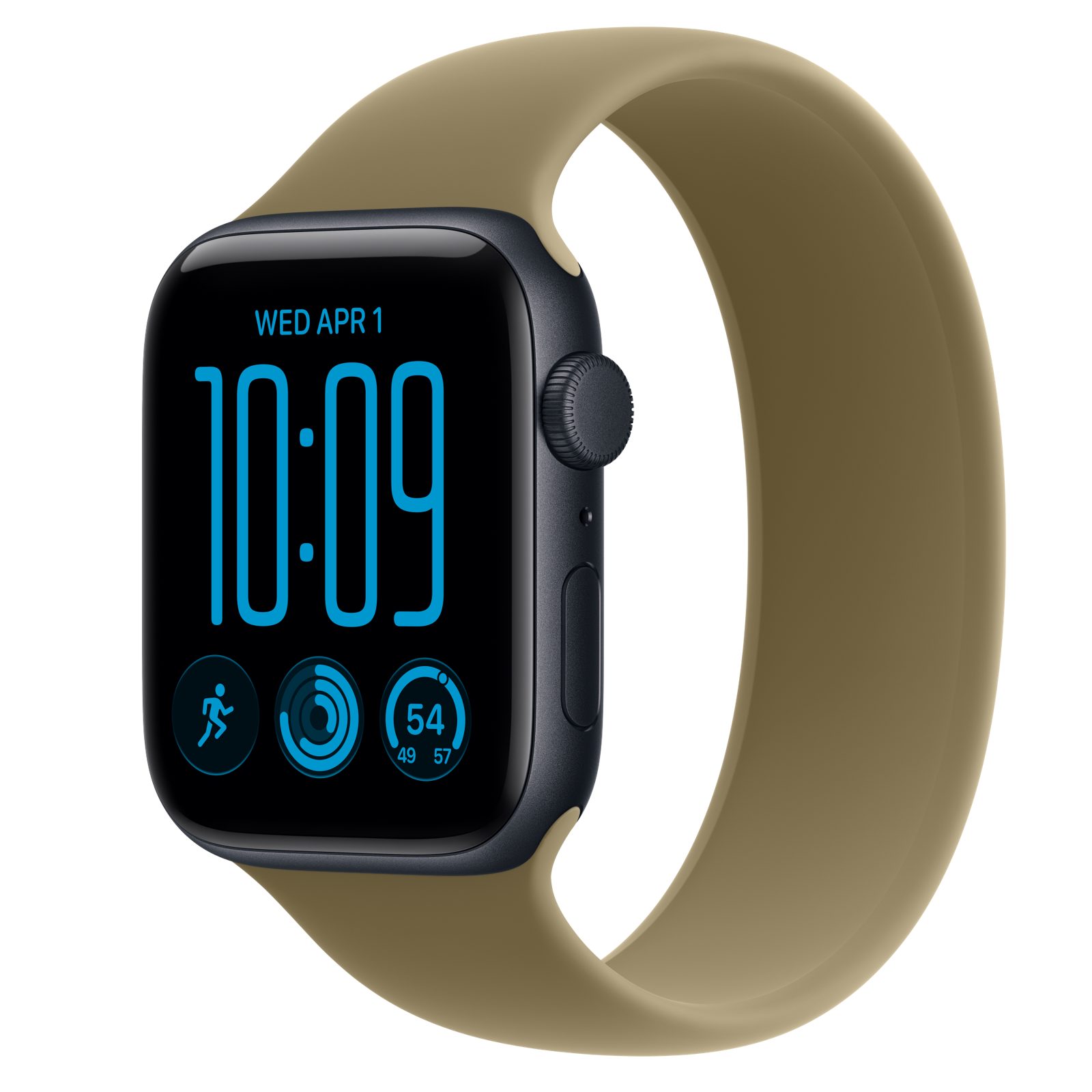Apple Watch SE 3 (GPS) • Aluminiumboett midnatt, 44 mm • Sololoop oliv