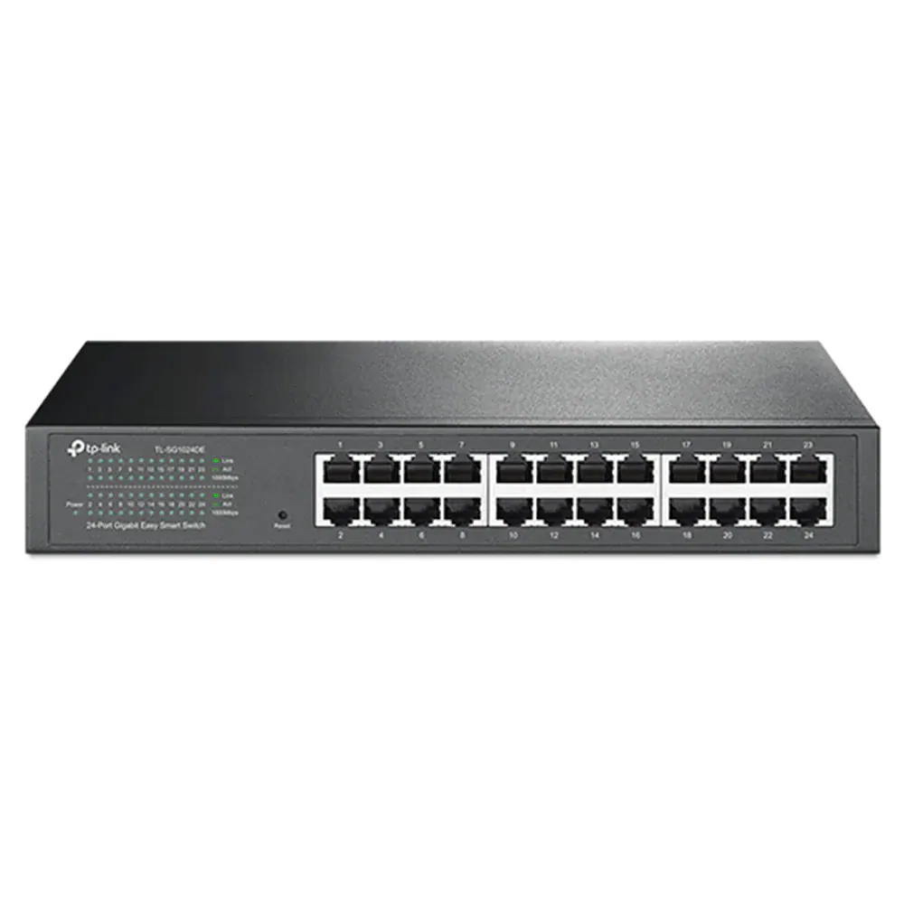 TP-Link TL-SG1024DE, 24-port Gigabit Smart Switch, desktop/rackmonterbar 19", VLAN, metallhölje