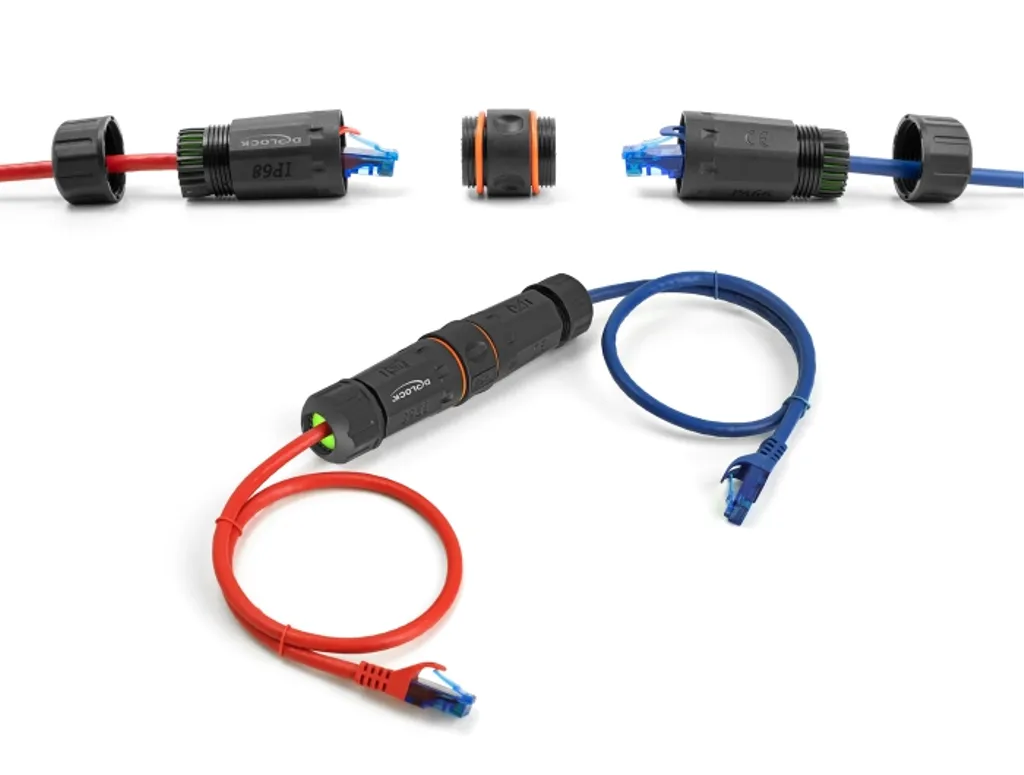 Delock kabelkoppling RJ45 hona till RJ45 hona Cat.6A IP68 – Svart