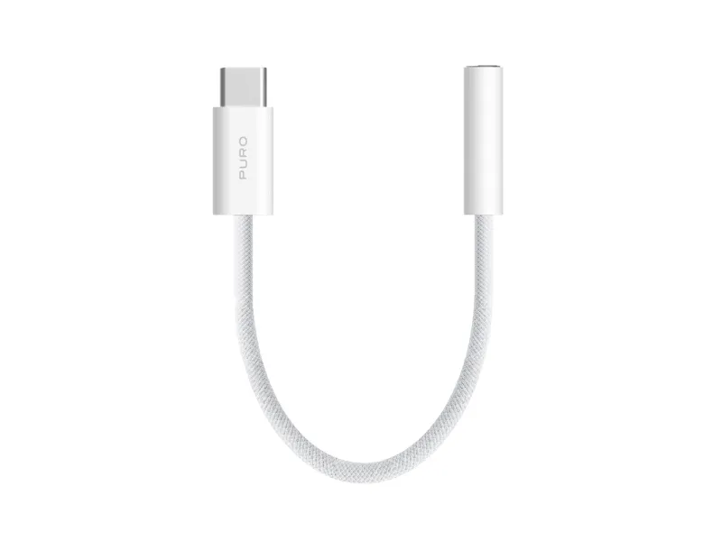 Puro USB-C till 3,5 mm uttagsadapter, 15 cm, vit