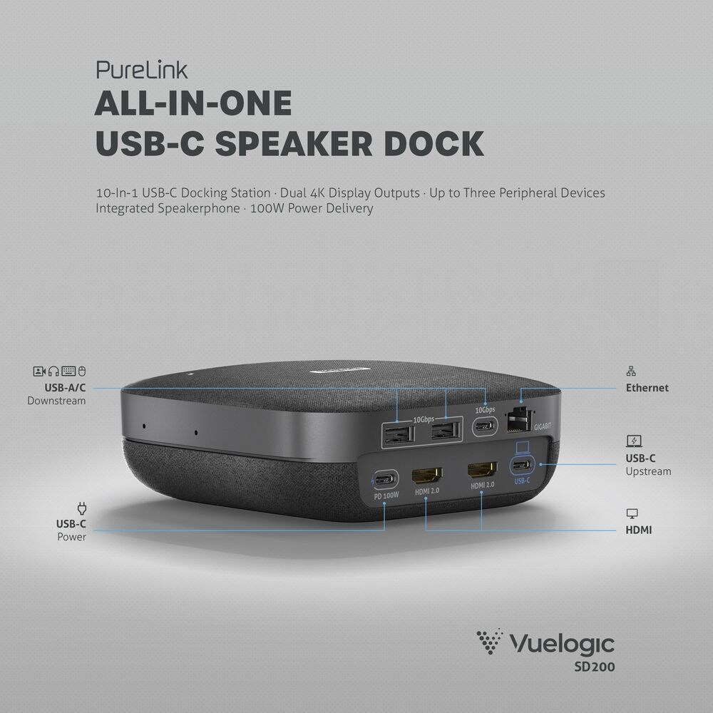 PureLink Vuelogic dockningsstation – 10-i-1 USB-C speakerdock, bild 4
