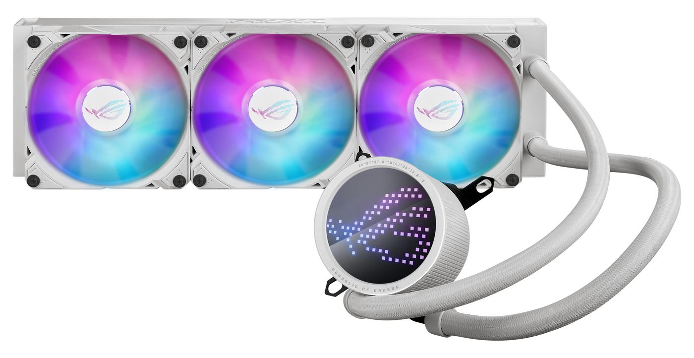 Asus ROG Ryou III 360 ARGB White, 360mm, 3x120mm ROG ARGB fläktar och Anime Matrix LED Display - Vit, bild 2