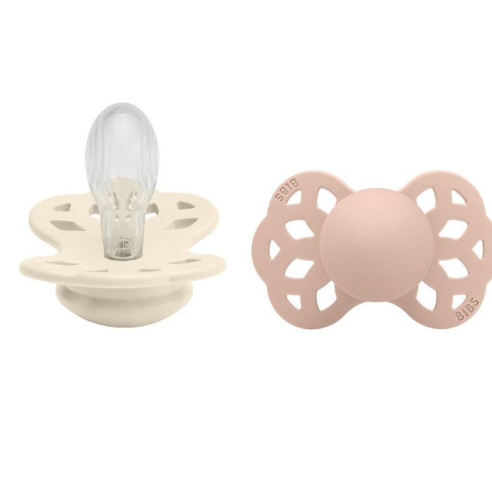 BIBS Pacifier Infinity Symmetrical Silicone Ivory/Blush Size 2 2pcs