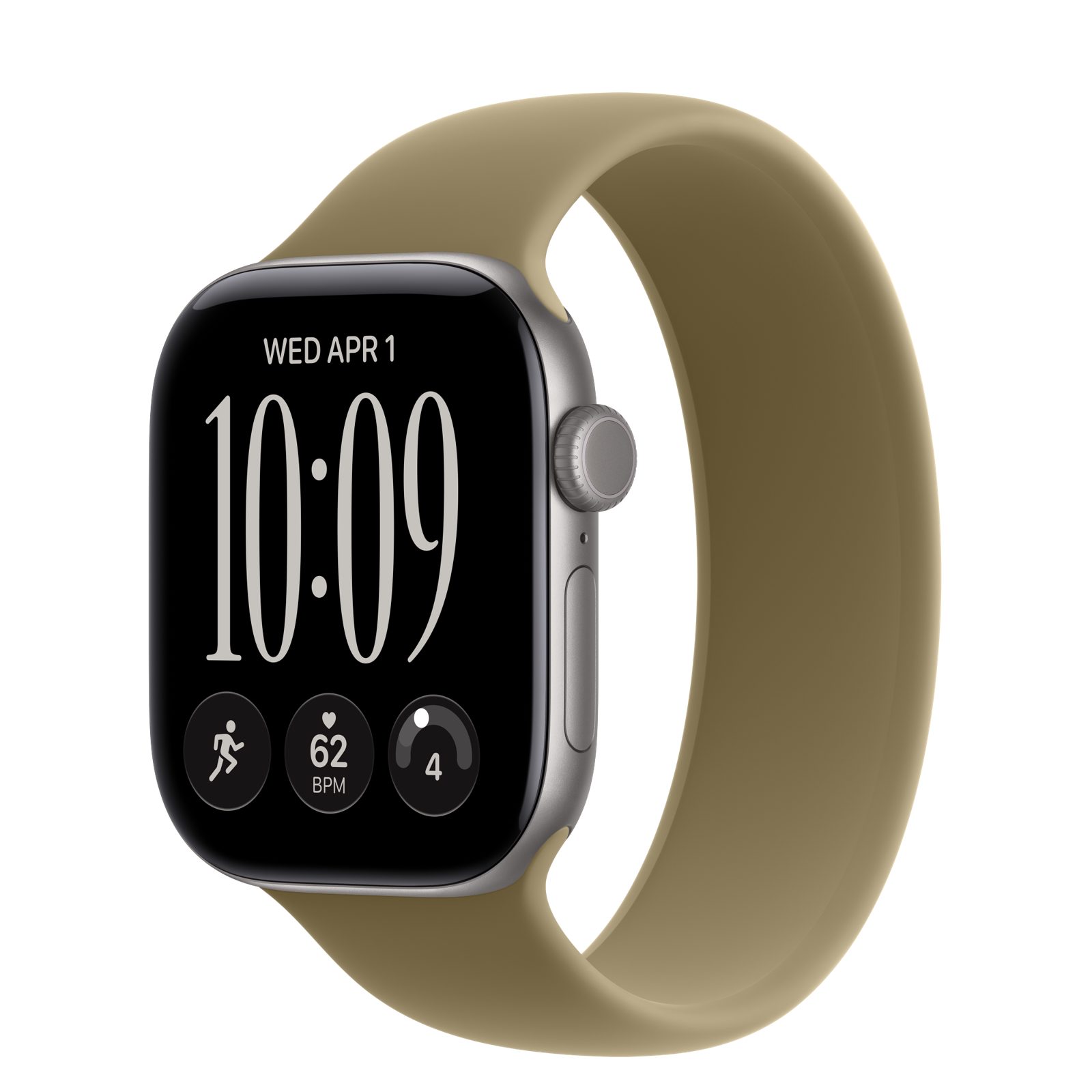 Apple Watch Series 12 (GPS + Cellular) • Aluminiumboett rymdgrå, 42 mm • Sololoop oliv
