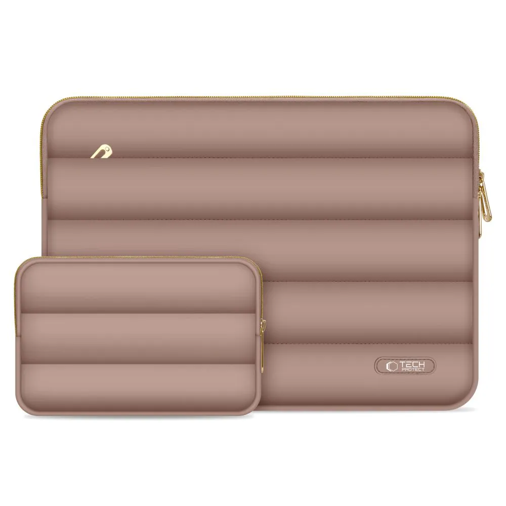 Tech-Protect Puffy Laptopfodral 15-16" med tillbehörsväska - Brun