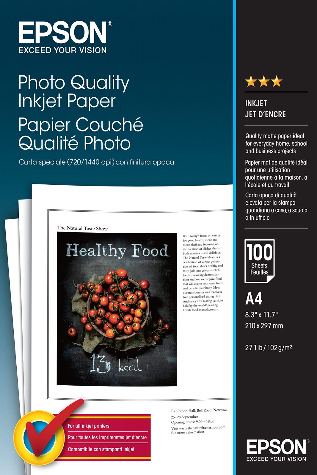 Epson Photo Quality Inkjet Paper A4, 104g/m2, 100 ark, bild 4