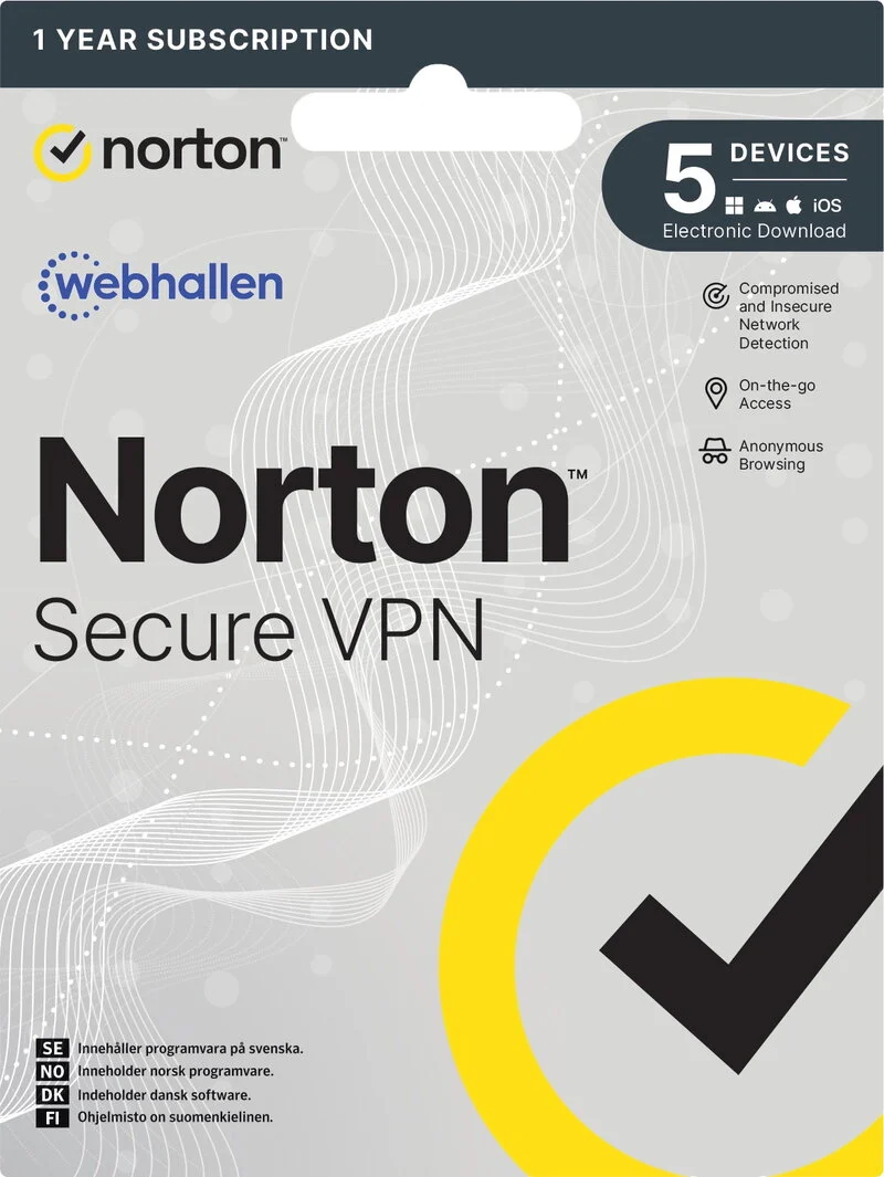 Norton Secure VPN / 12 månader / 5 Enheter - Scratch card