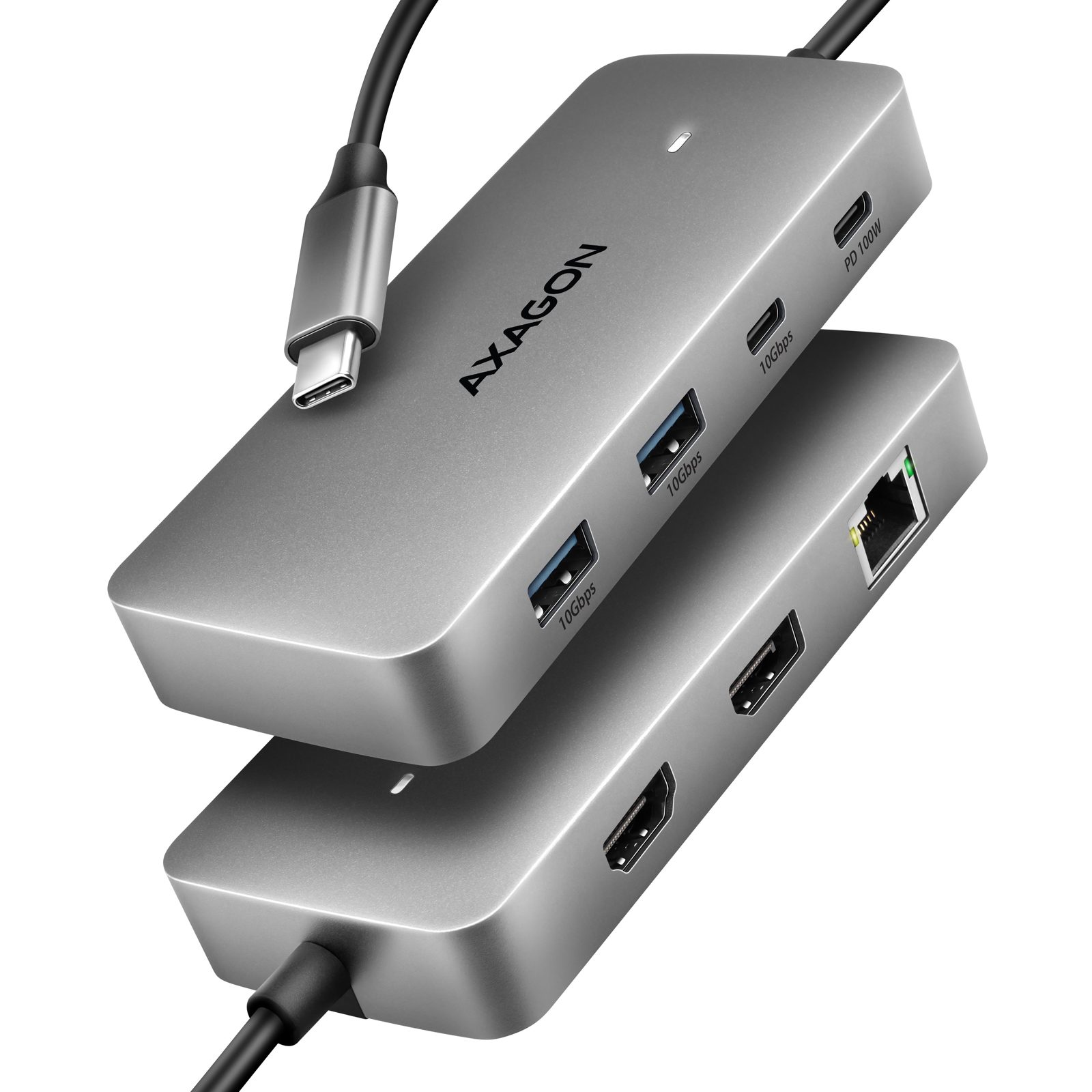 AXAGON HMC-CUB83X2 USB-C-hubb 10Gbps 7-i-1 HDMI 4K/144Hz PD 100W