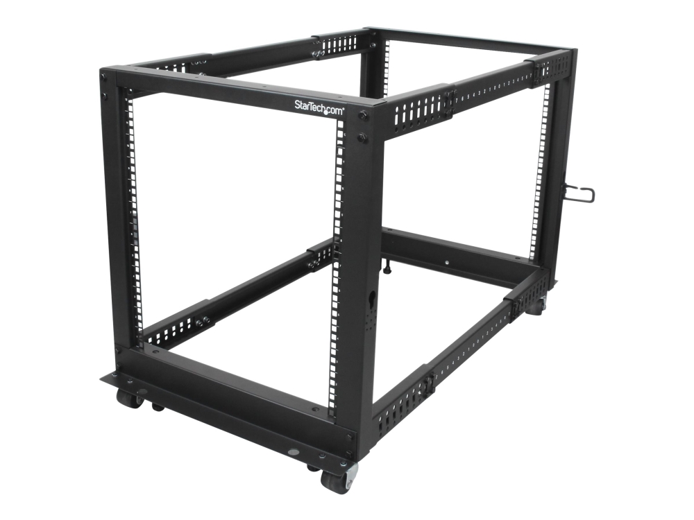 StarTech.com 12U 19-tums öppet serverrack - 4 stolpar justerbart djup 59-104 cm mobilt - Fristående rullande rack för nätverks-/datorutrustning - Dell PowerEdge HP ProLiant ThinkServer (4POSTRACK12U) - Rack öppen ram - svart - 12U - för P/N: CABSCREWM5B, CABSCREWSM5, CABSCREWSM5B, CABSCREWSM62, CABSCREWSM6B, CABSCRWS1224