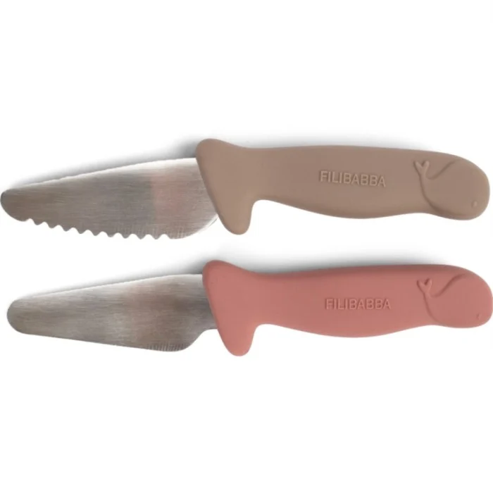 FILIBABBA Knivset för barn Warm Grey + Rose 2-pack