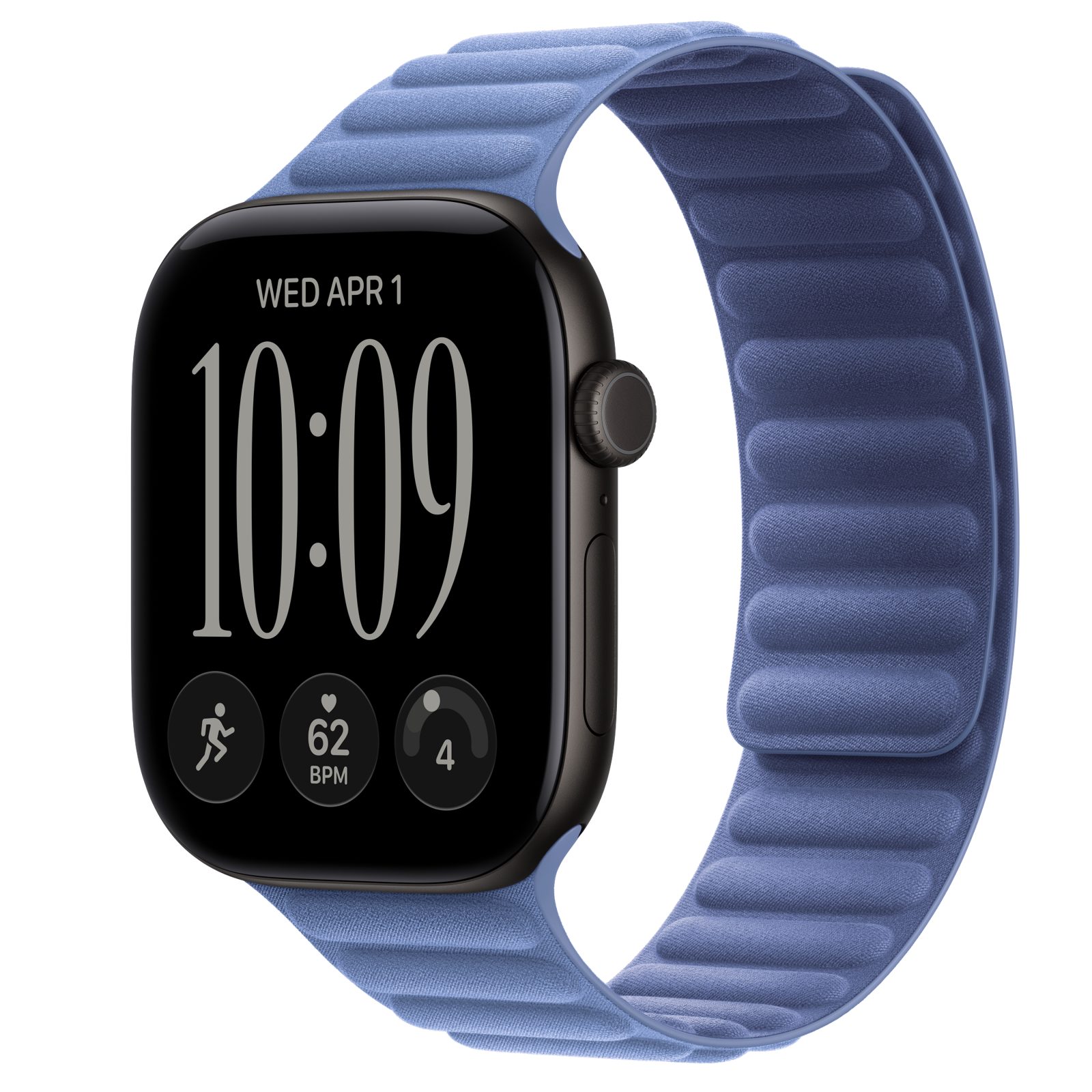 Apple Watch Series 12 (GPS + Cellular) • Aluminiumboett svart, 46 mm • Magnetlänk ängsblå