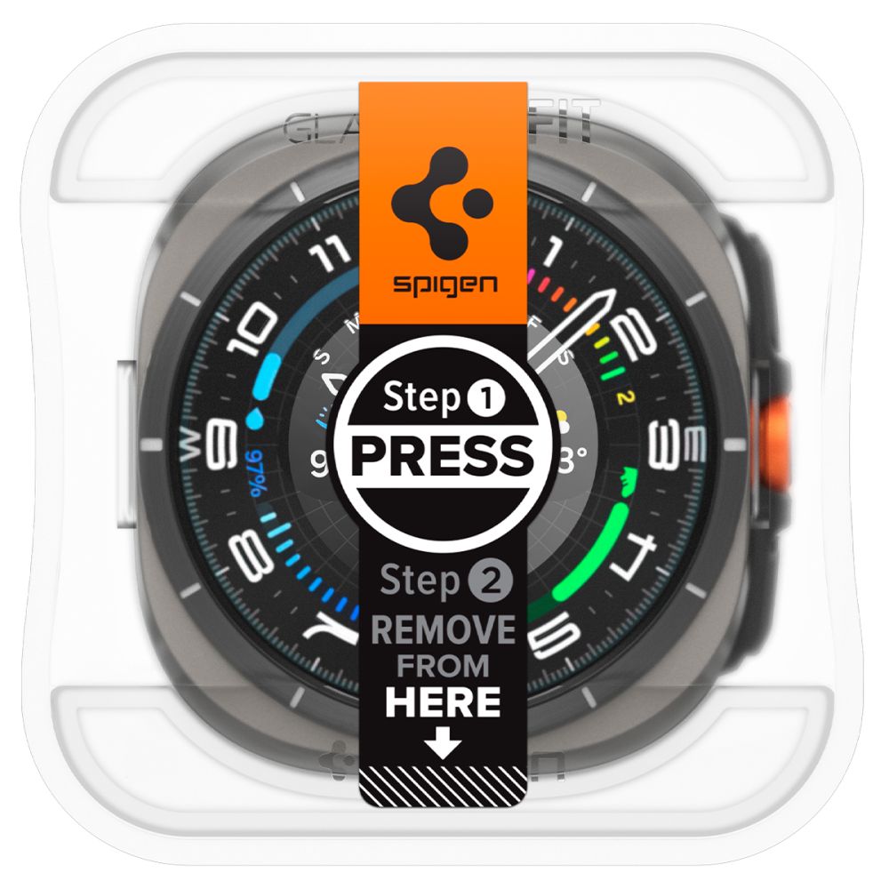 Spigen Glas.TR EZ Fit härdat glas för Samsung Galaxy Watch Ultra (47mm) - Klar (2-pack), bild 2
