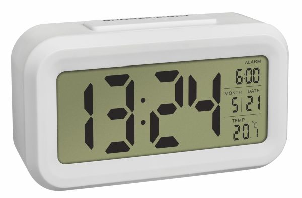 TFA-Dostmann 60.2018.02, Digital väckarklocka, Rektangel, Vit, Plast, 0 - 50 ° C, °C