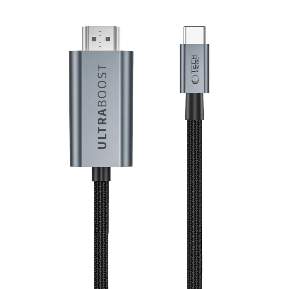 Tech-Protect UltraBoost USB-C HDMI 2.1 60 Hz videokabel 300 cm – grå, bild 2