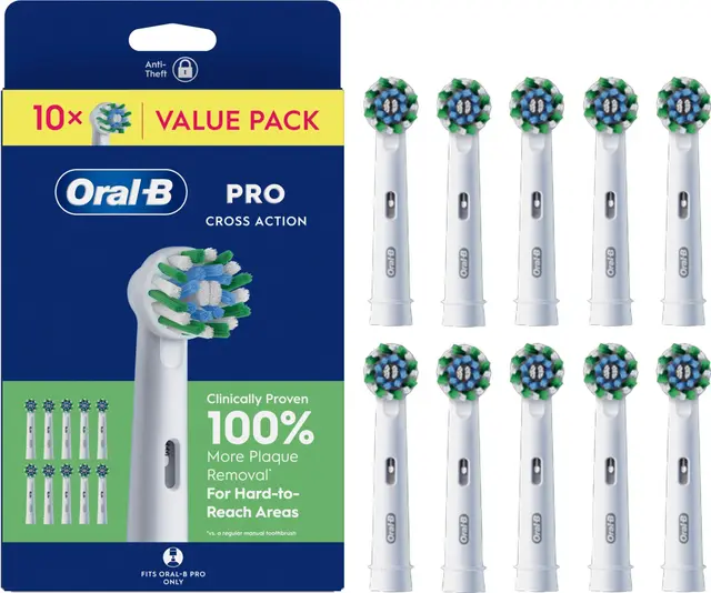 Oral-B Cross Action borsthuvuden 10 st, vit