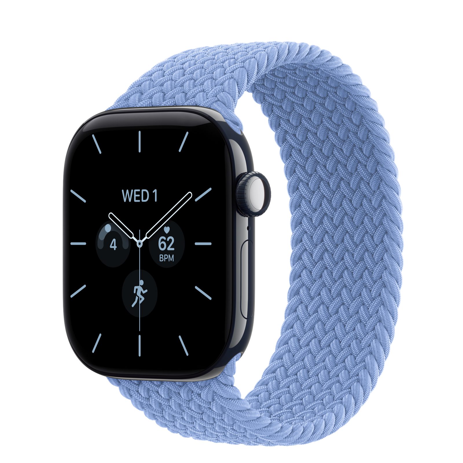 Apple Watch Series 12 (GPS + Cellular) • Keramikboett nattblå, 42 mm • Flätad sololoop ängsblå