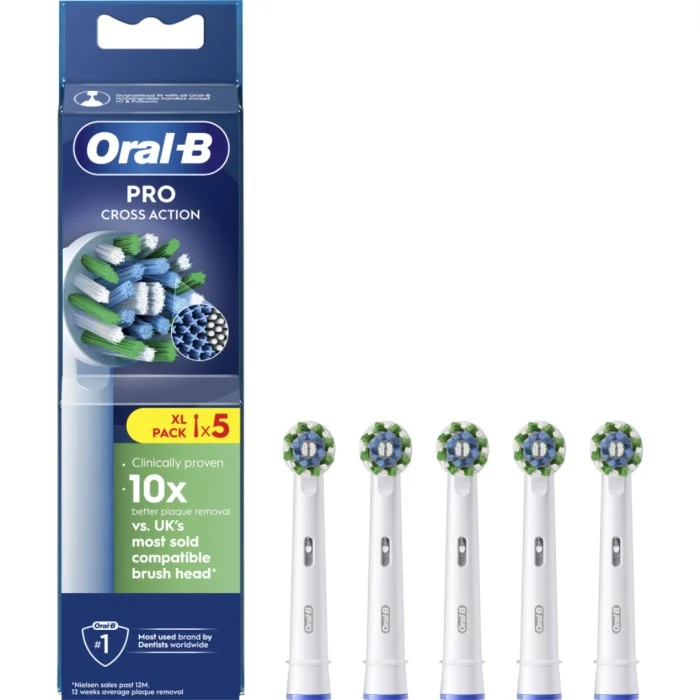 Oral-B CrossAction borsthuvuden 5 st, vit