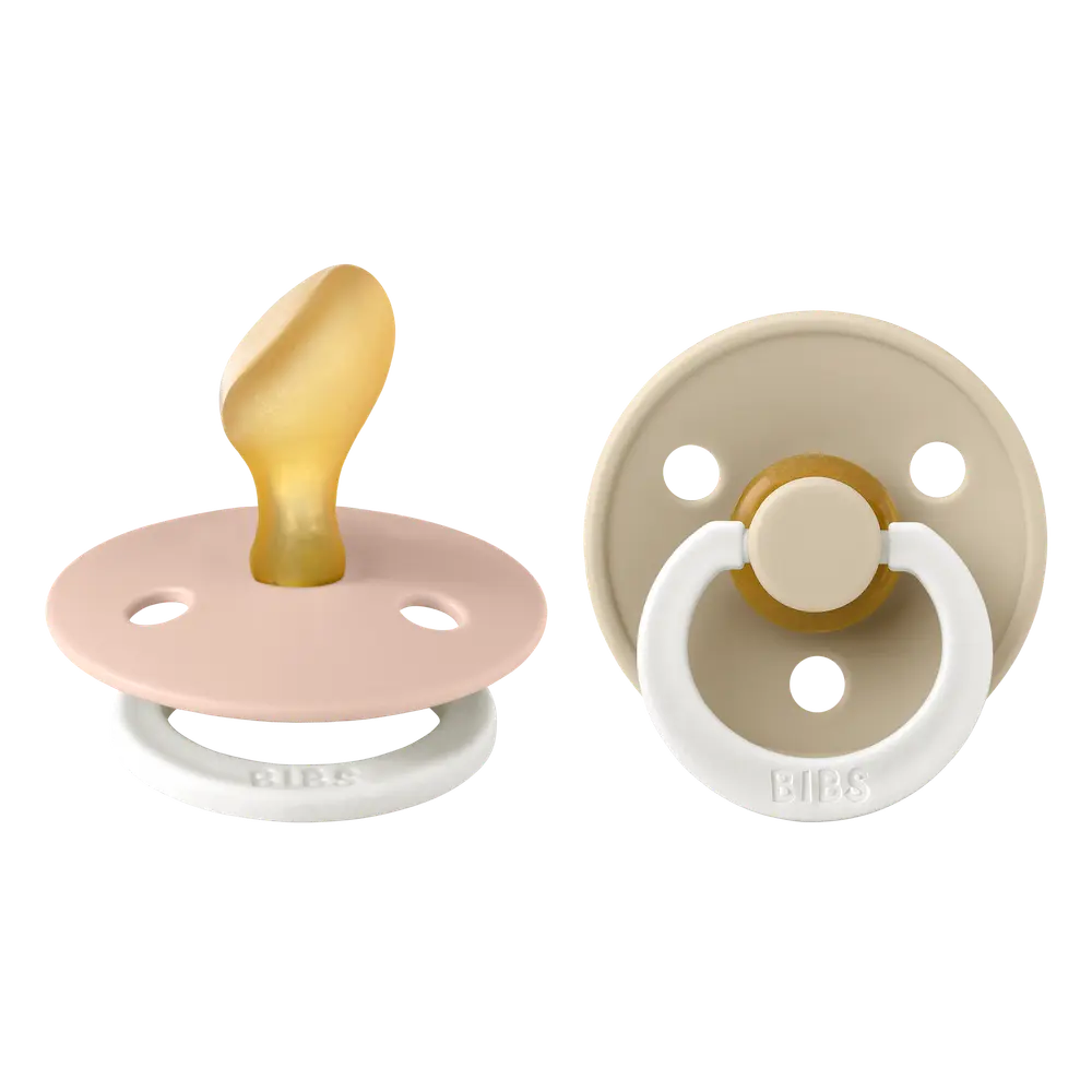 BIBS Pacifier Colour Latex Anatomical Blush Glow/Vanilla Glow Size 2 2 st