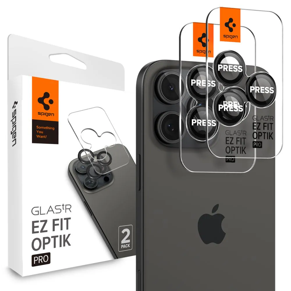 Spigen Glas.tR EZ Fit Kameraskydd för iPhone 14-17 Pro/Pro Max - Svart, 2 st.