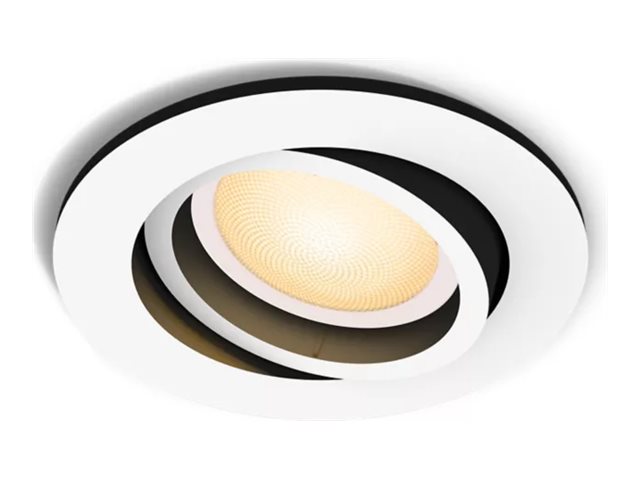 Philips Hue White ambiance Milliskin - Infälld spotlight - LED-spotlight - GU10 - 4.2 W - klass E - varmt till kallt vitt ljus - 2200-6500 K - vit