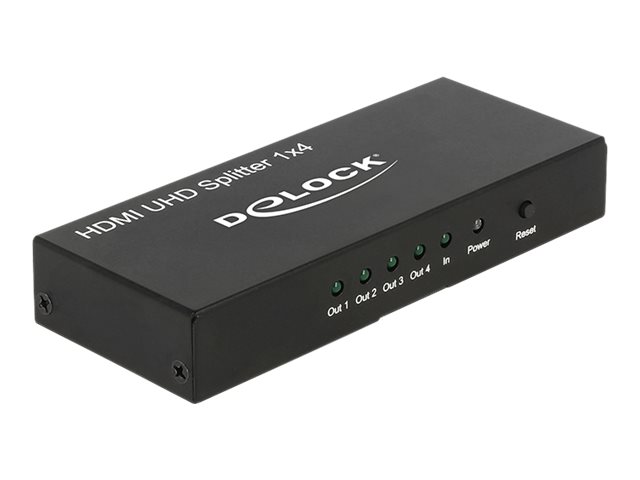 Delock HDMI UHD Splitter 1 x HDMI in > 4 x HDMI out 4K - Video/audiosplitter - 4 x HDMI - skrivbordsmodell