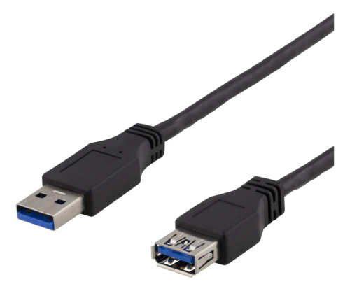 DELTACO USB 3.1 Gen1 Förlängning Svart 2 m