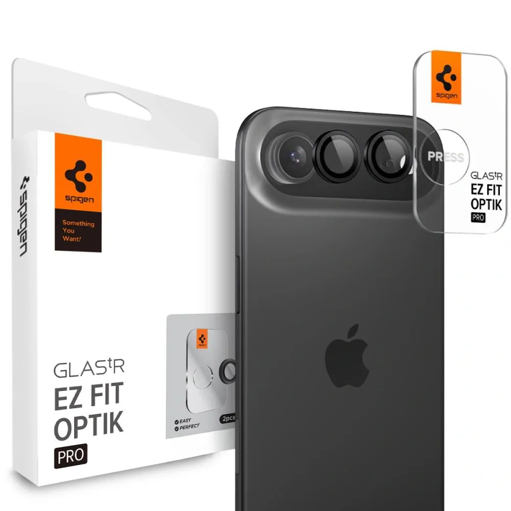 Spigen Optik Pro Glas.tR "EZ FIT" kameraskydd 2-pack för iPhone Air - Svart