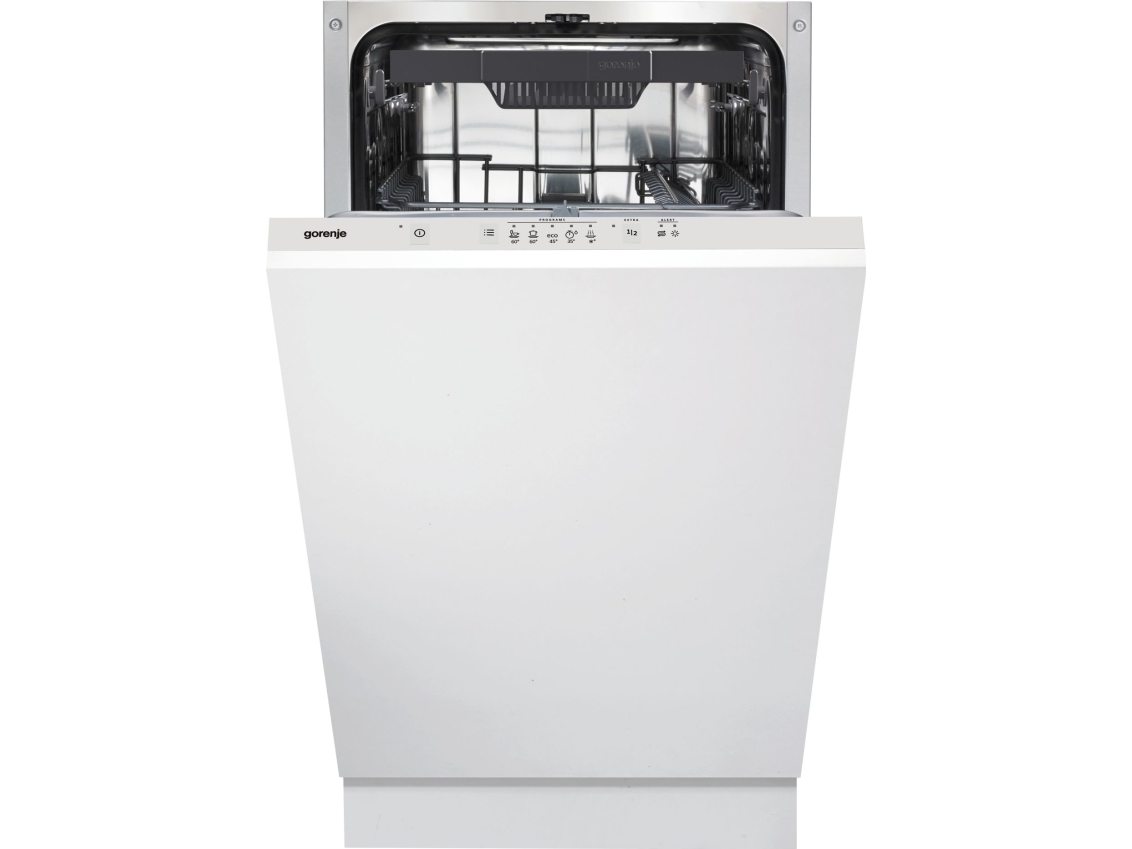 Gorenje GV520E10S, Helt integrerad, Slimline (45 cm), Vit, Knappar, 3 korgar, Rostfritt stål