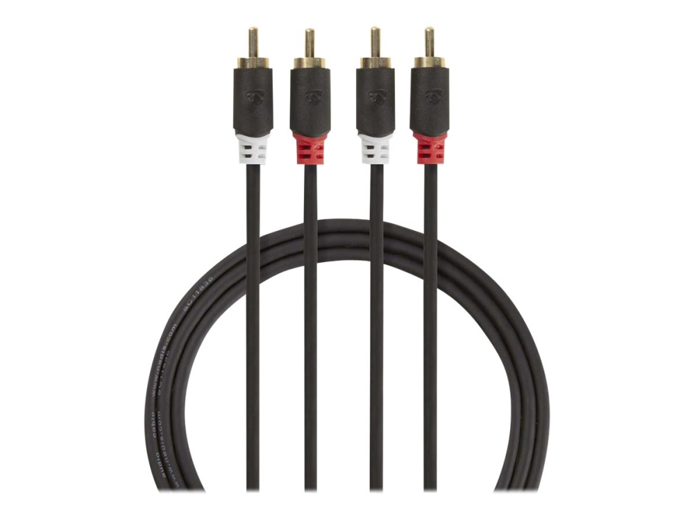 Nedis - Ljudkabel - RCA hane till RCA hane - 3 m - antracit - rund