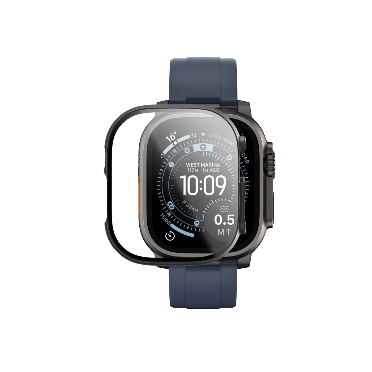 AmazingThing Radix glasskärmskydd med fodral för Apple Watch UItra 3 49mm - Svart, bild 4