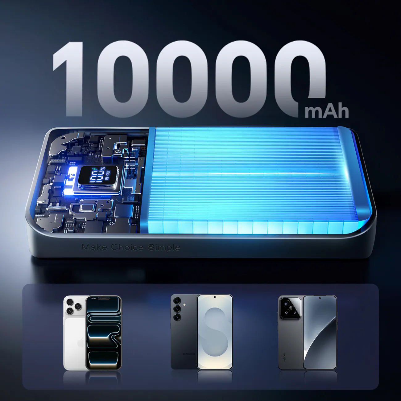 Joyroom Extrem Kraftfull LED Powerbank 10.000mAh, 22.5W - Vit, bild 5