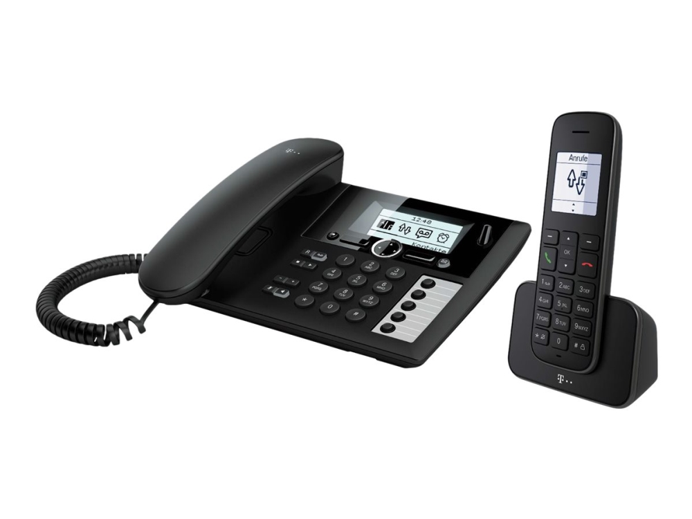 Deutsche Telekom Sinus PA 207 plus 1 - Sladdförsedd/sladdlös - svarssysten - DECT\GAP - svart + 1 extra handuppsättning, bild 2