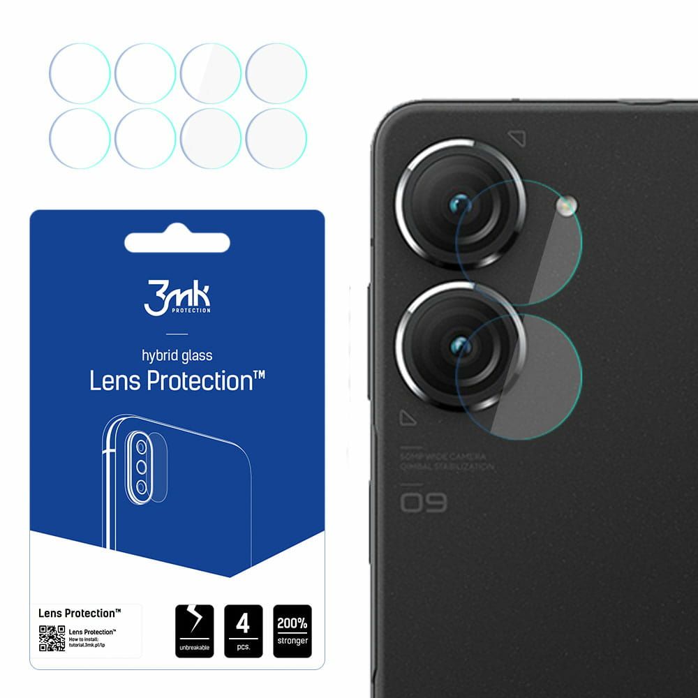 3MK Hybridglas för kameralins 3MK Linsskydd Asus Zenfone 9 [4 PACK]