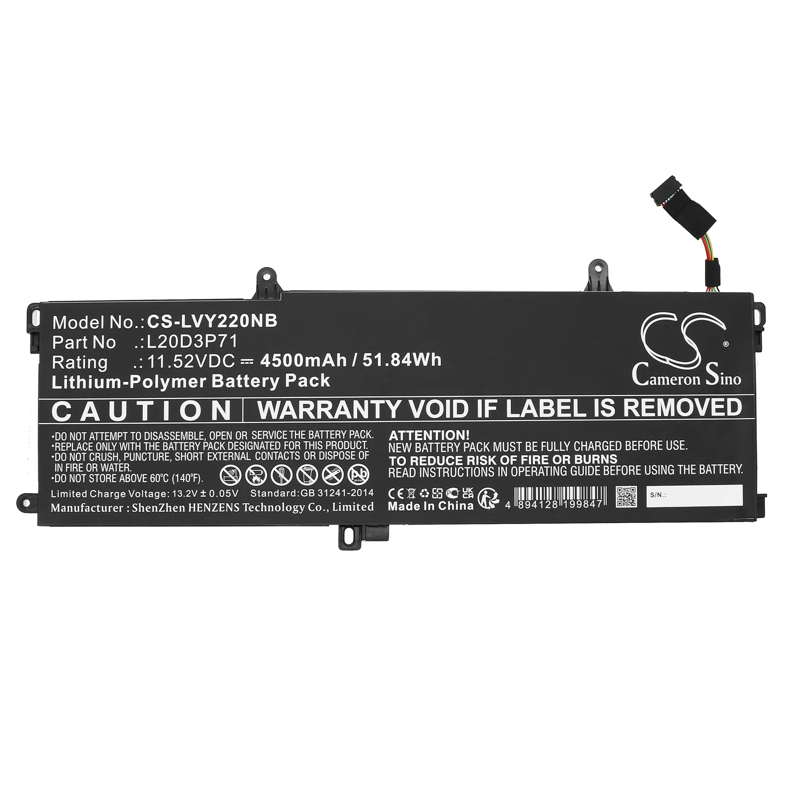 Batteri till Notebook, Bärbar dator för Lenovo ThinkPad X13 Yoga G2 20W8001JCK m.fl., bild 3