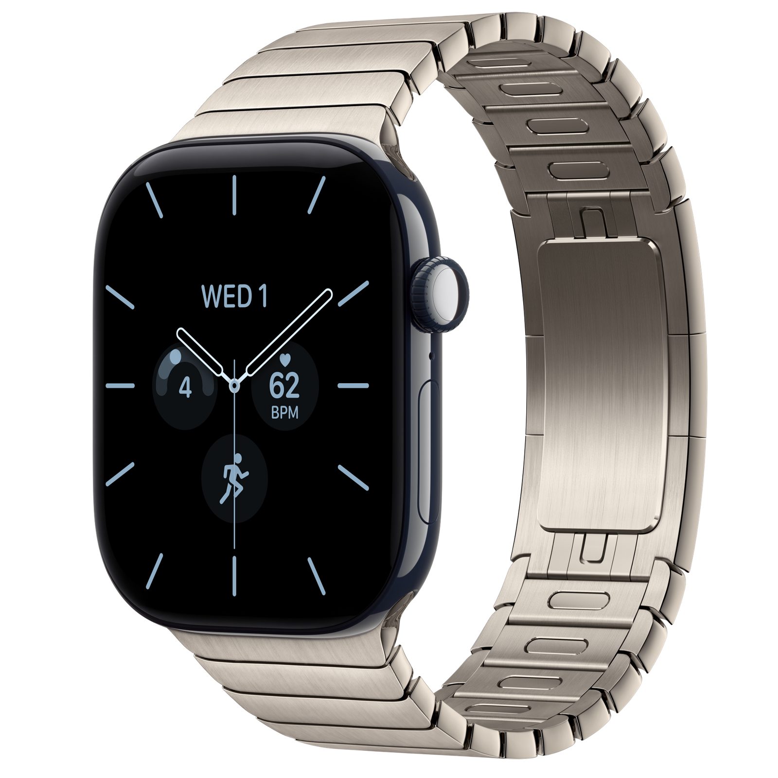 Apple Watch Series 12 (GPS + Cellular) • Keramikboett nattblå, 46 mm • Länkarmband naturlig finish